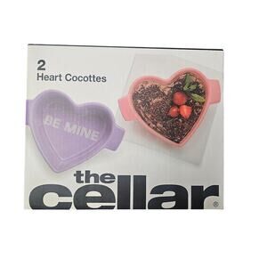 The Cellar 2-Pc. Heart Stoneware Cocotte Set NWT